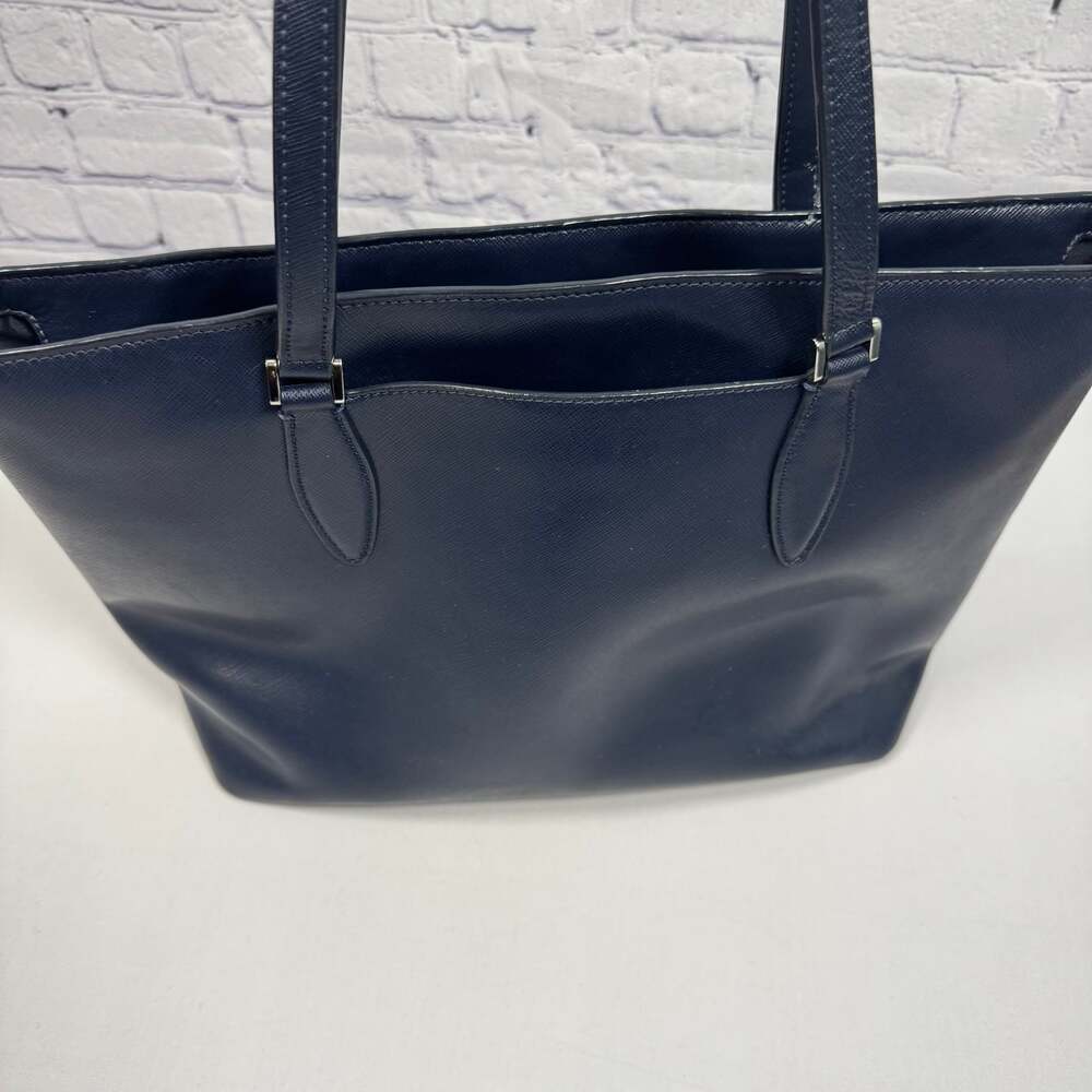 Kate Spade Harper Refined Grain Leather Large Top Zip Shoulder Tote Navy - Picture 5 of 10